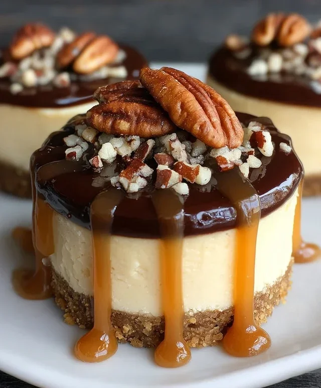No Bake Turtle Mini Cheesecakes