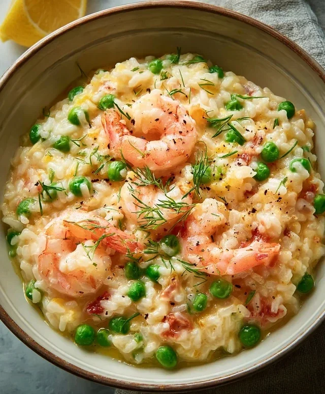 Shrimp Risotto with Peas