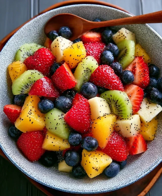 Fruit Salad with Honey-Lime Poppy Seed Dressing