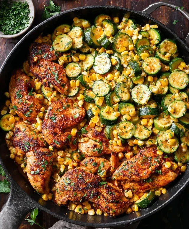 Garlic Butter Chicken with Zucchini and Corn - One-Pan, 30-Minute Meal