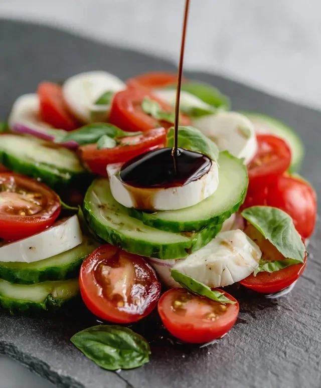 Fresh Cucumber Caprese Salad