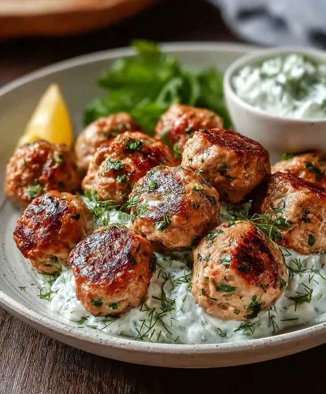 Greek Turkey Meatballs with Tzatziki