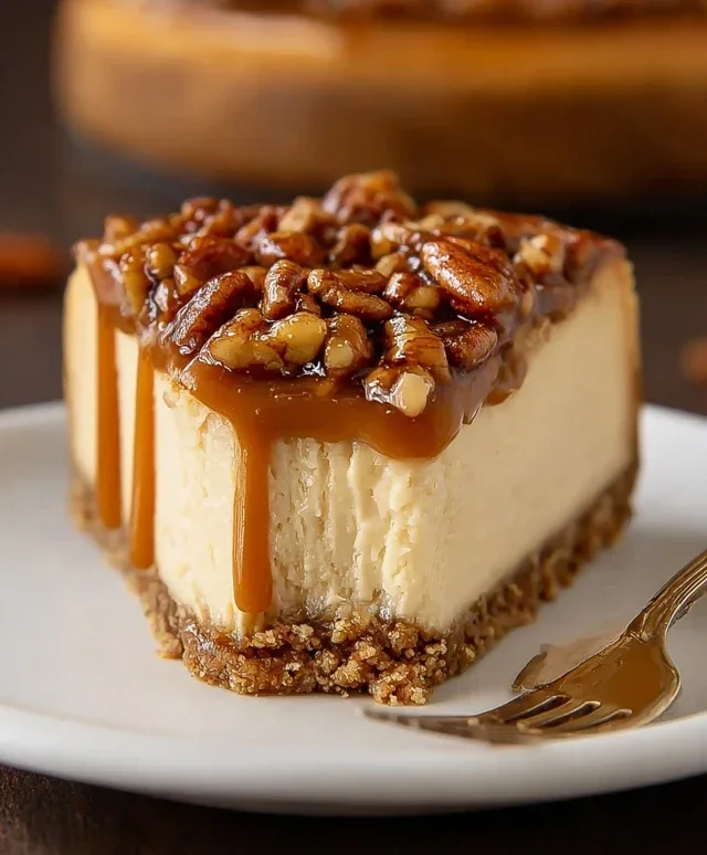 Vegan Caramel Pecan Cheesecake