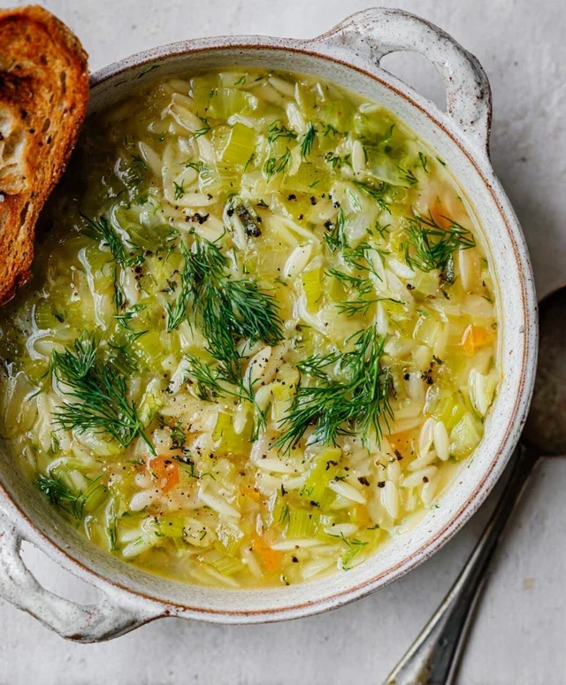 Orzo Leek and Dill Soup