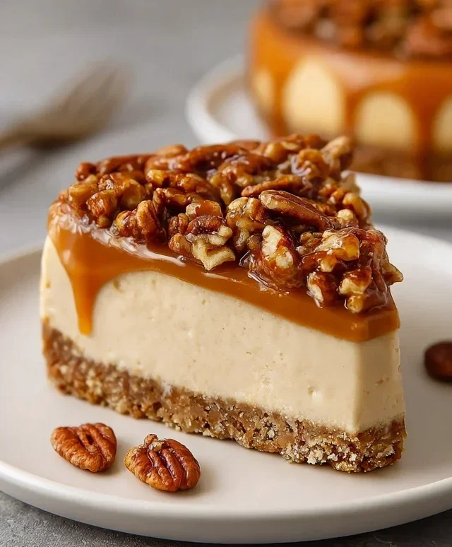 Vegan Caramel Pecan Cheesecake