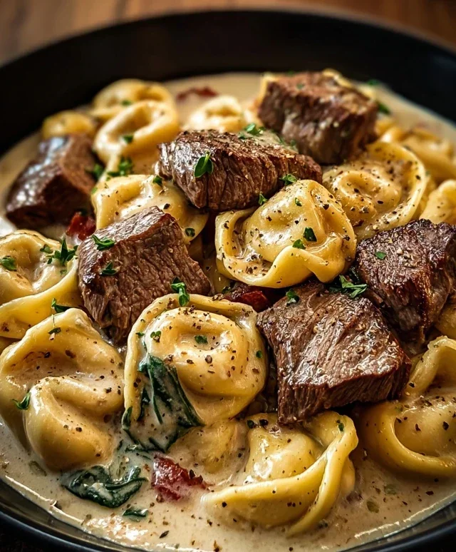 Cracked Garlic Steak Tortellini in Creamhouse Sauce Bliss