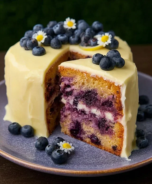 Blueberry Cake with Lemon Cream Cheese Frosting