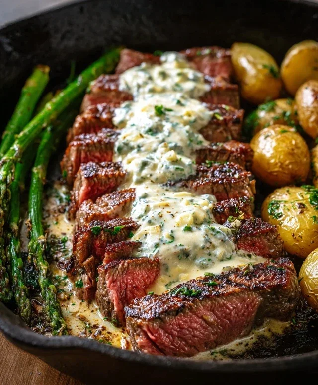 Garlic Butter Steak With Parmesan Cream Sauce