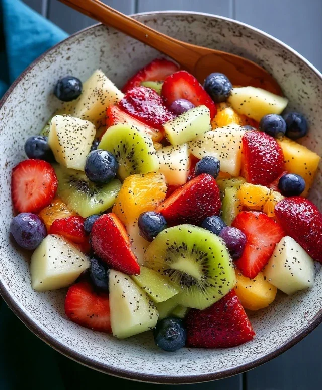 Fruit Salad with Honey-Lime Poppy Seed Dressing
