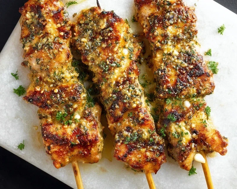Garlic Parmesan Chicken Skewers
