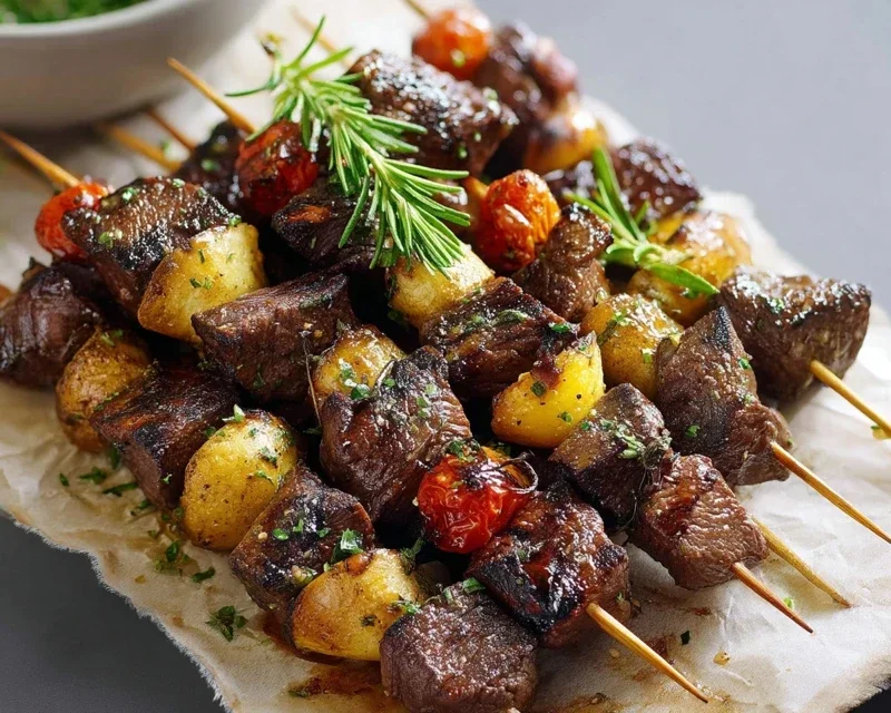 Rosemary Garlic Steak Kebabs