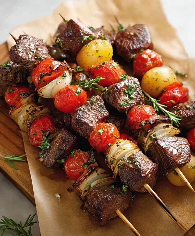 Rosemary Garlic Steak Kebabs