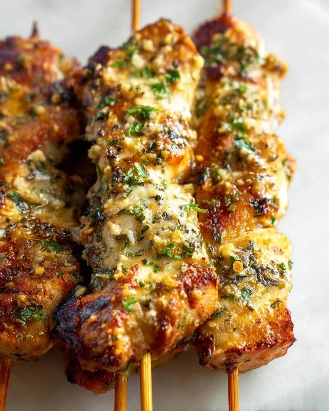 Garlic Parmesan Chicken Skewers
