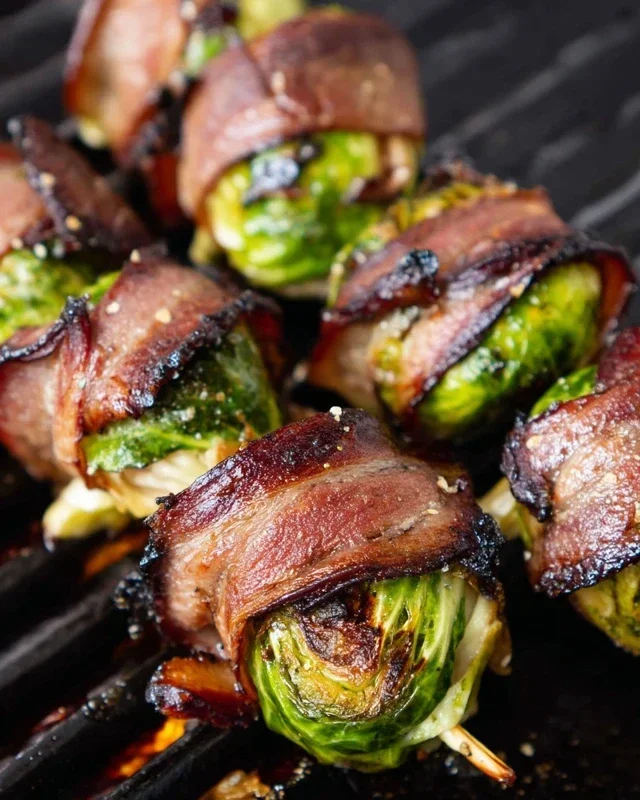 Grilled Beef Beef Bacon Wrapped Brussels Sprouts