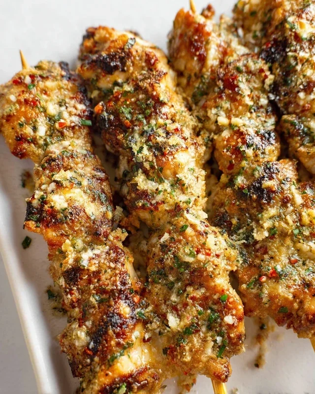 Ranch Garlic Parmesan Chicken Skewers