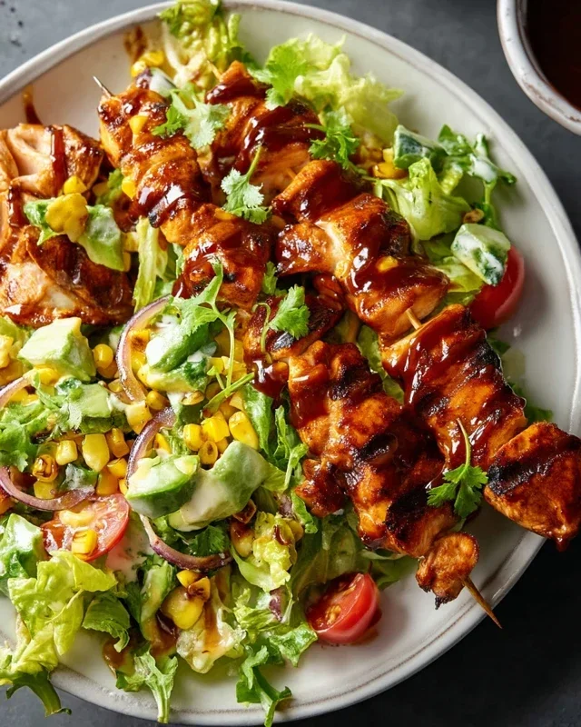 BBQ Chicken Skewer Salad
