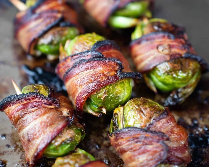Grilled Beef Beef Bacon Wrapped Brussels Sprouts