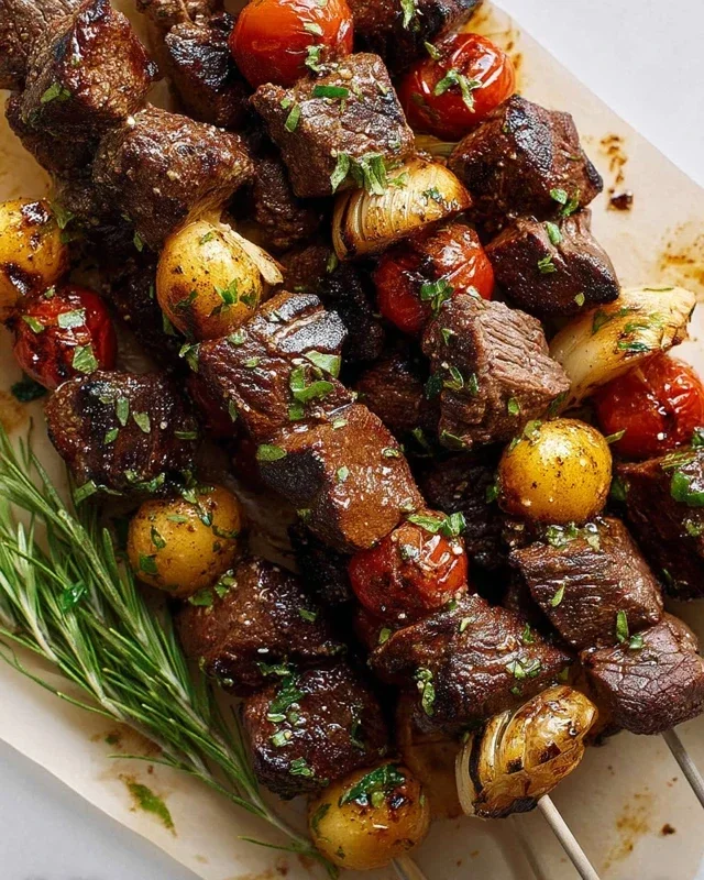 Rosemary Garlic Steak Kebabs