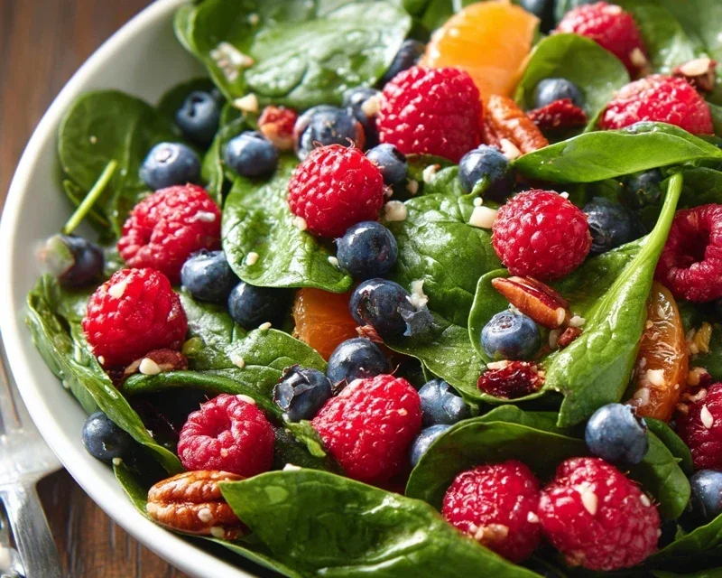 Berry Spinach Salad with Blueberries and Raspberries