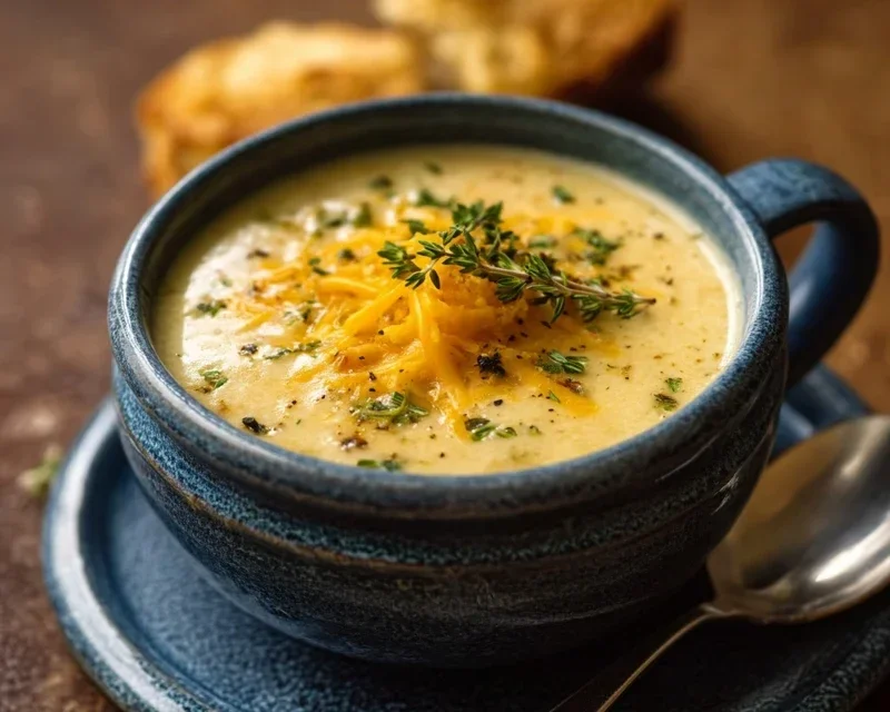 Hearty Cheddar Garlic Herb Potato Soup Recipe