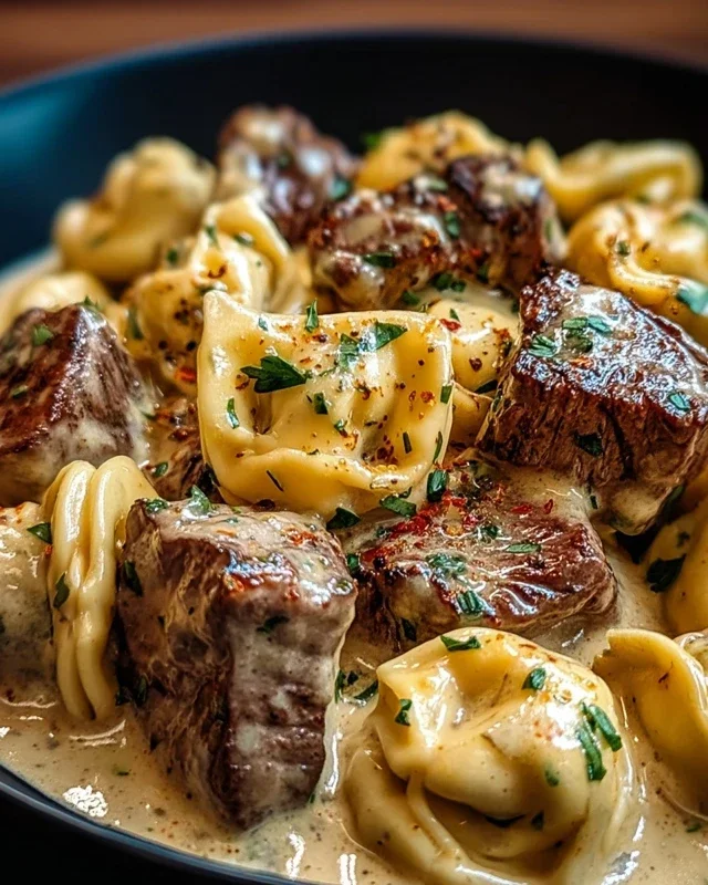 Cracked Garlic Steak Tortellini in Creamhouse Sauce Bliss
