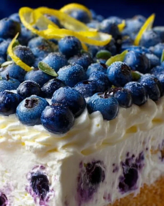 No-Bake Lemon dazzling Blueberry cream Cake