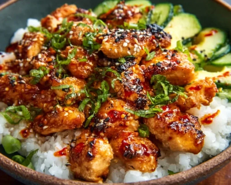 Spicy Honey-Gin Extract Extractger Chicken Bowls with Yum Yum Sauce