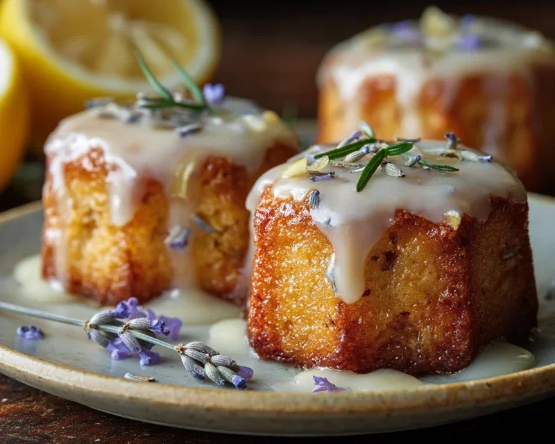 Mini Lemon Cakes With Lavender Glaze