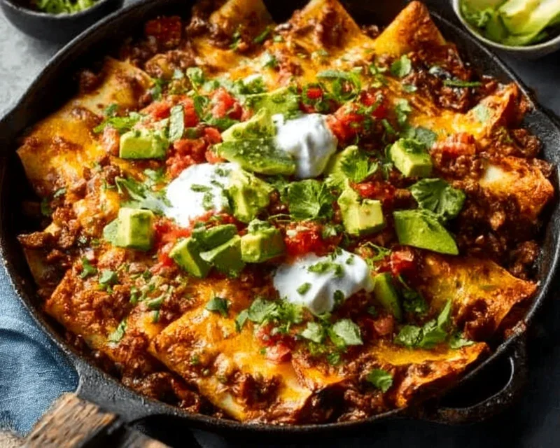 Beef Skillet Enchiladas