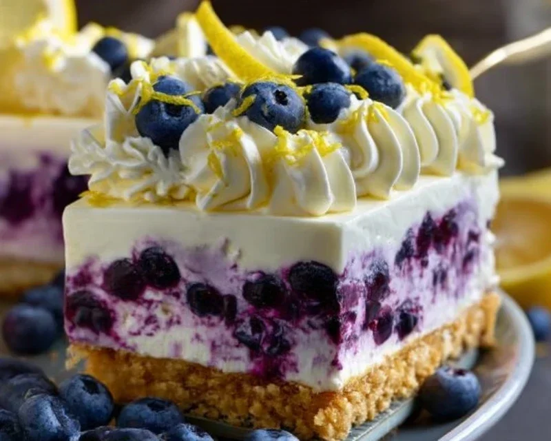 No-Bake Lemon dazzling Blueberry cream Cake