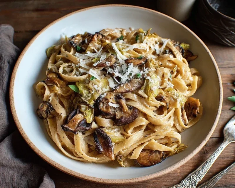 Caramelized Leek and Mushroom Gruyere Pasta