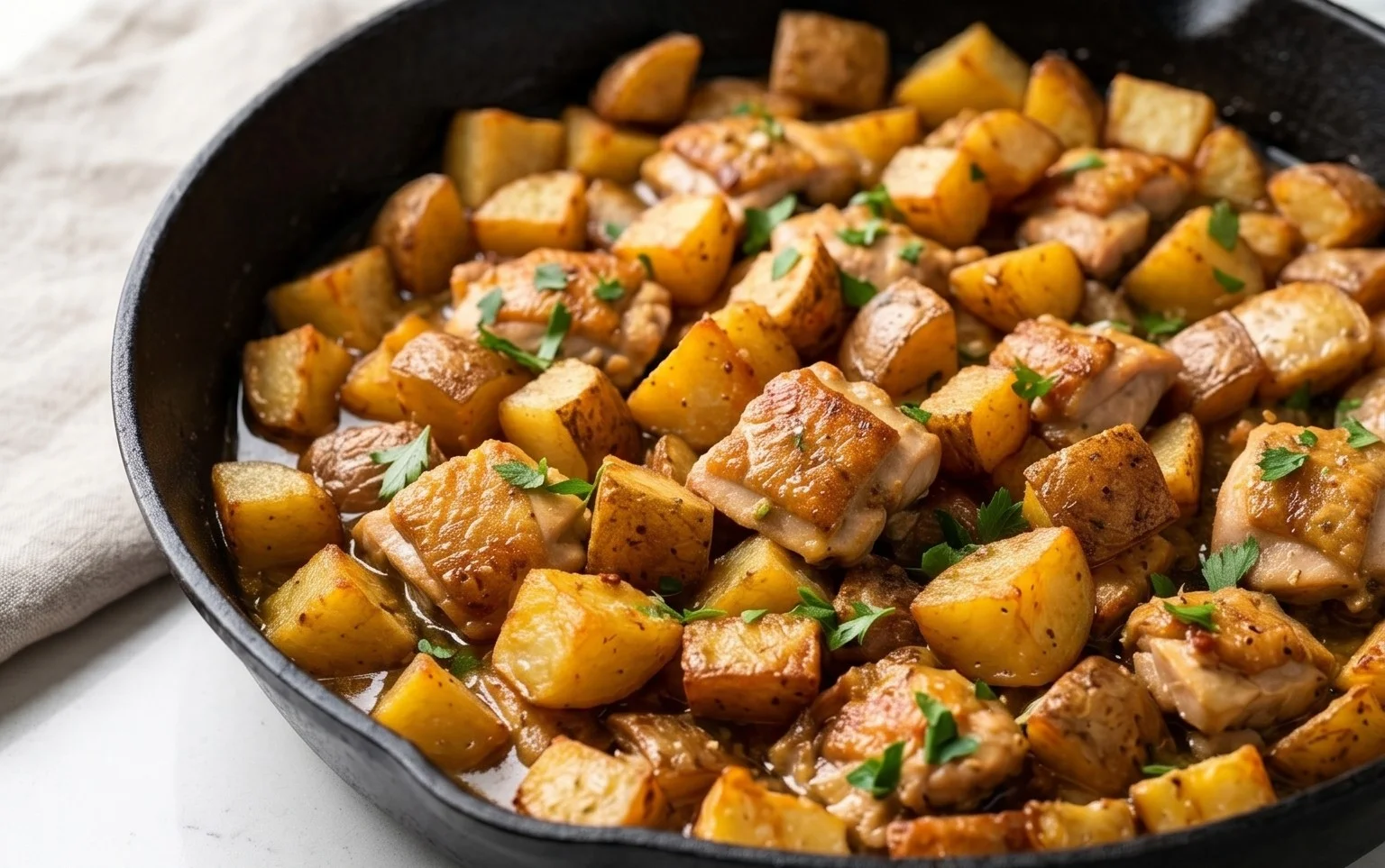 Garlic Butter Chicken and Potatoes Skillet