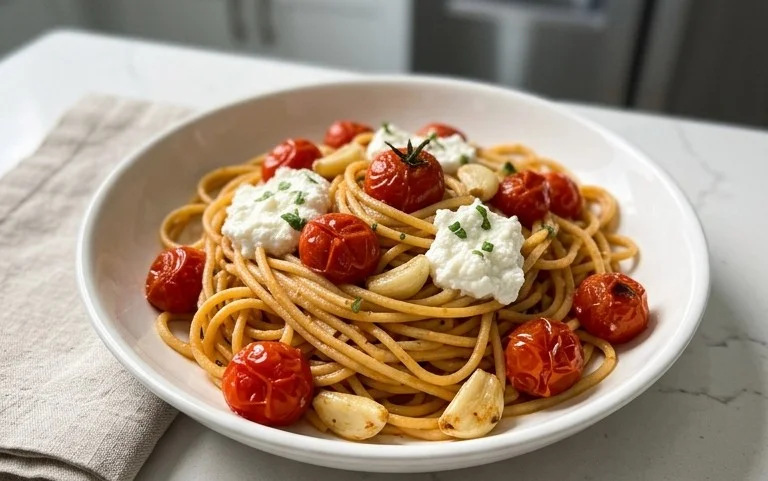 Roasted Tomato and Garlic Ricotta Pasta
