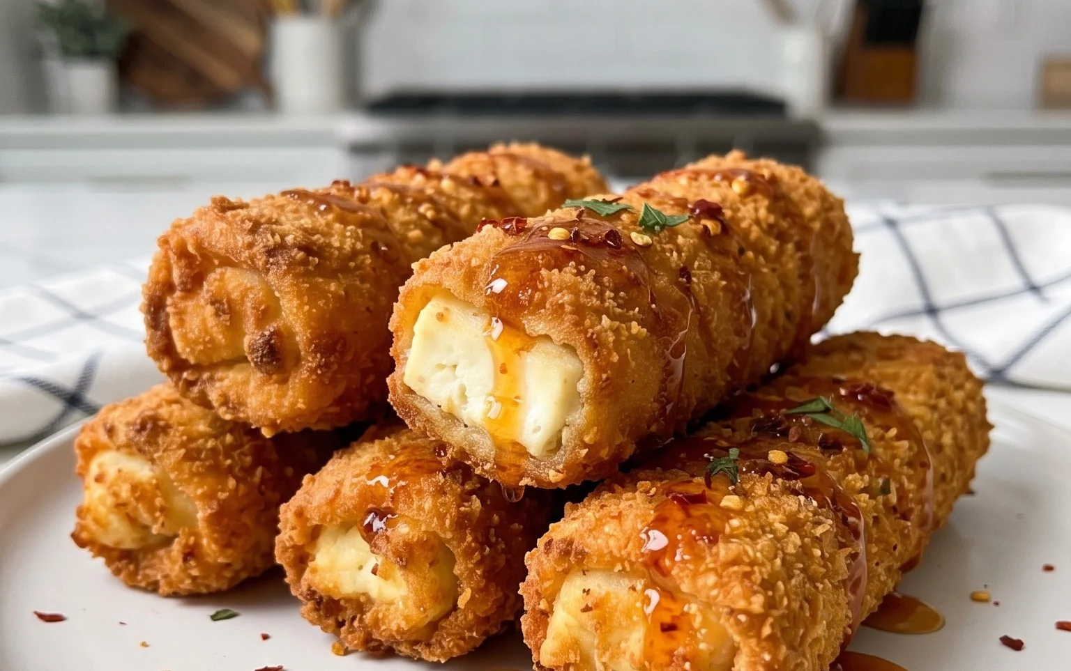 Indulgent Oven Fried Feta Rolls with Chili Honey Magic