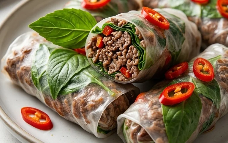 Thai Basil Beef Rolls