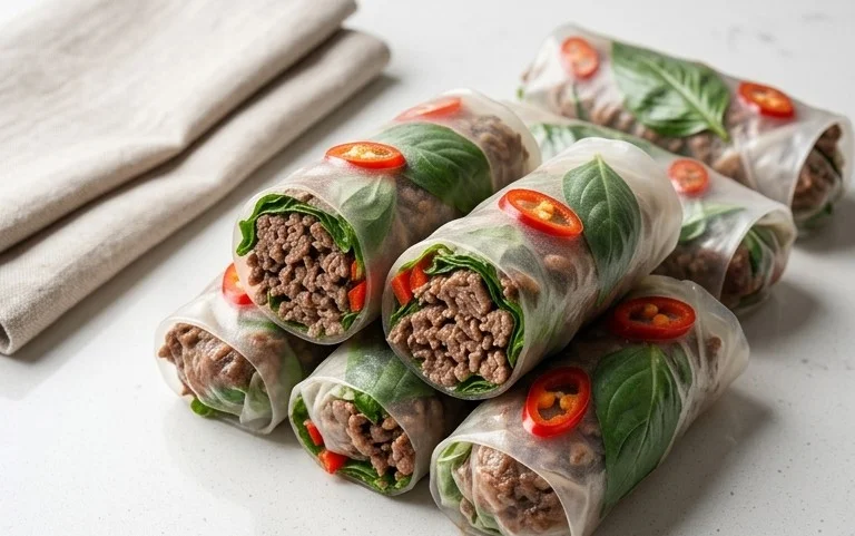 Thai Basil Beef Rolls