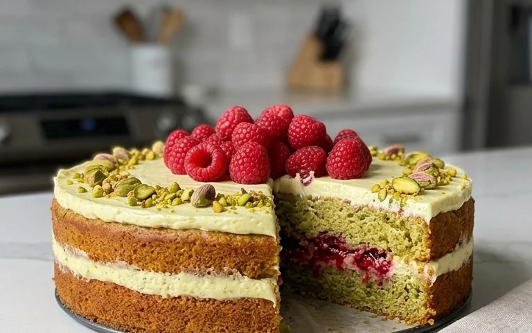 Pistachio Raspberry Cake