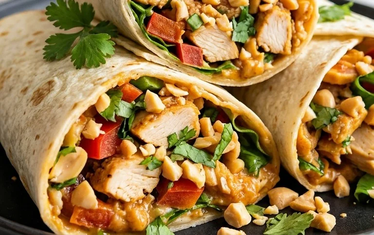 Thai Peanut Chicken Wraps