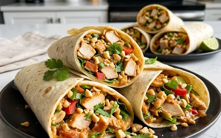 Thai Peanut Chicken Wraps