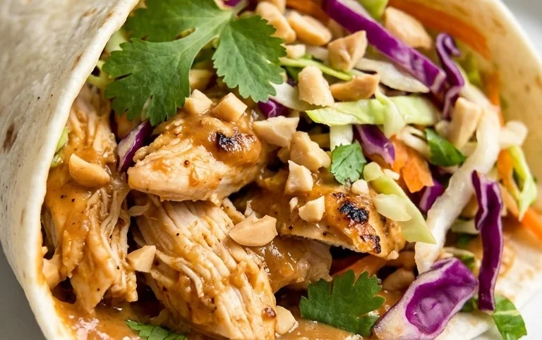 Thai Chicken Wrap with Crunchy Asian Slaw