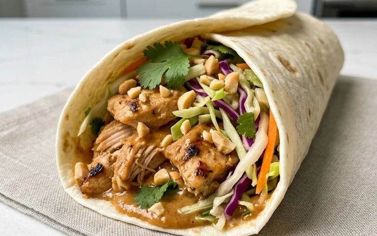 Thai Chicken Wrap with Crunchy Asian Slaw