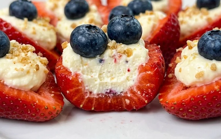 Red, White, and Blue Cheesecake Strawberries