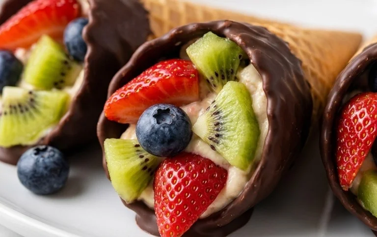 Chocolate Dipped Fruit Filled Cones