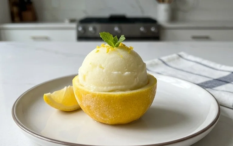 Sorbetto di Limone Dressed Up in a Frozen Lemon Shell