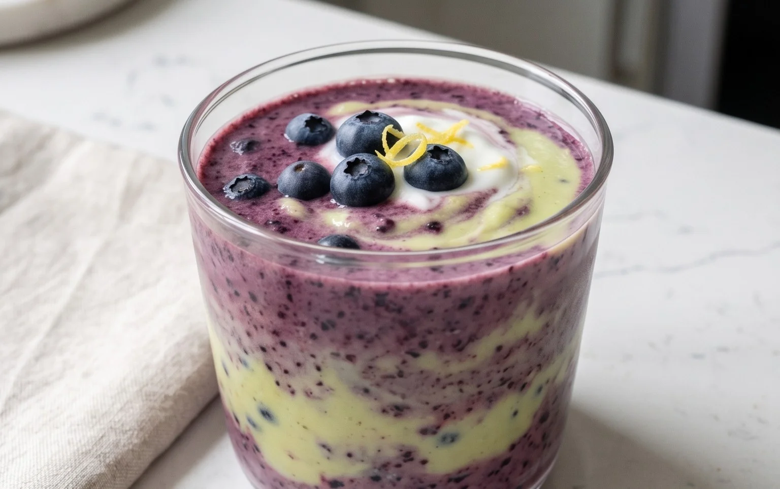 Blueberry Avocado Smoothie With Lemon & Yogurt