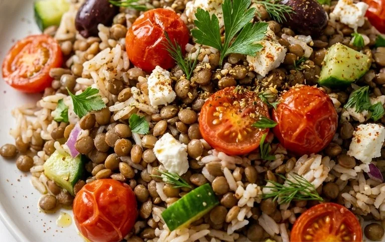 Easy Mediterranean Lentils and Rice
