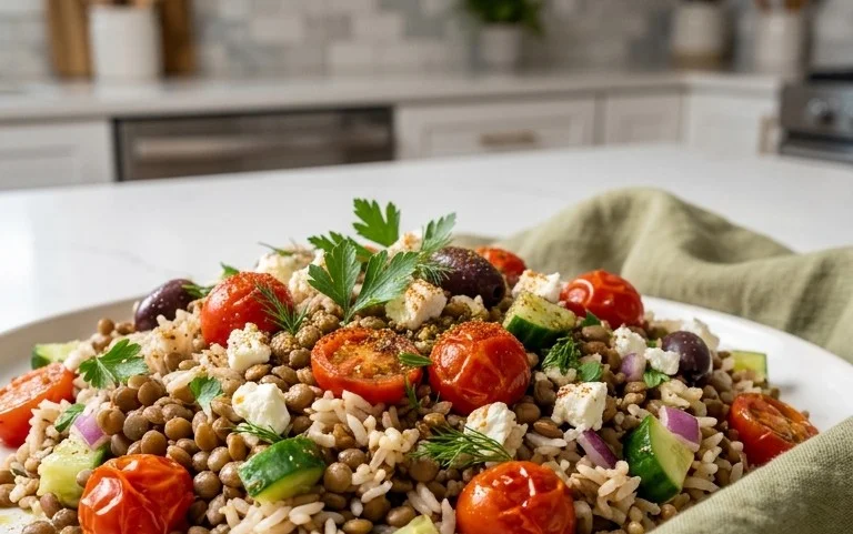 Easy Mediterranean Lentils and Rice