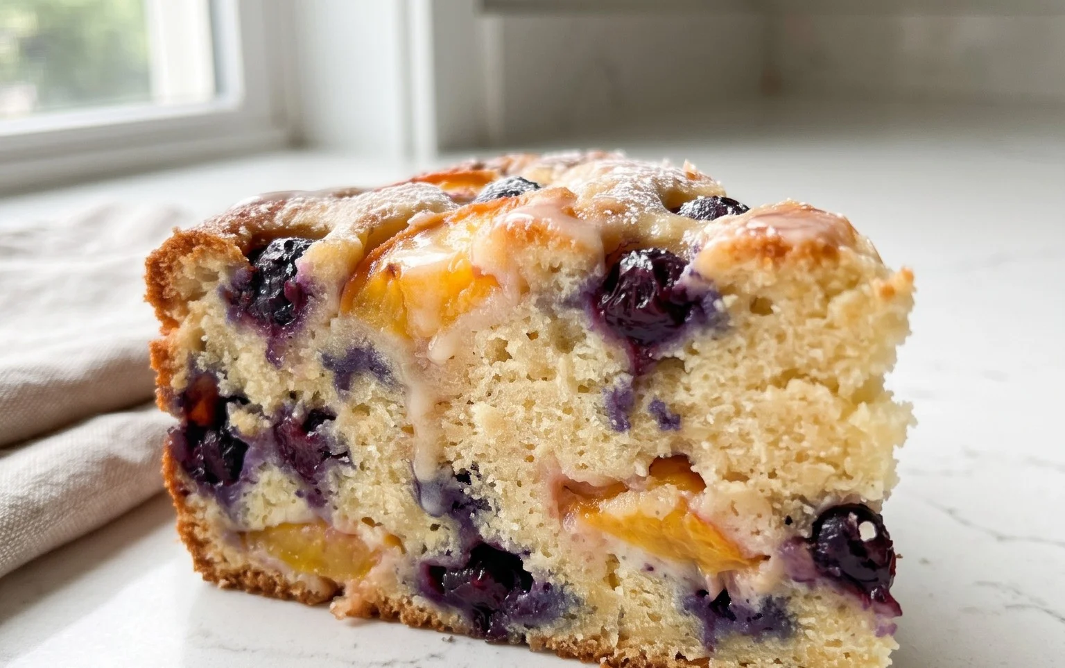 Peach and Blueberry Greek Yogurt Cake