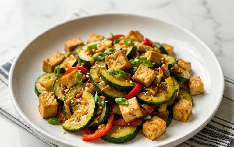 Zucchini Stir Fry With Tofu (Vegan)