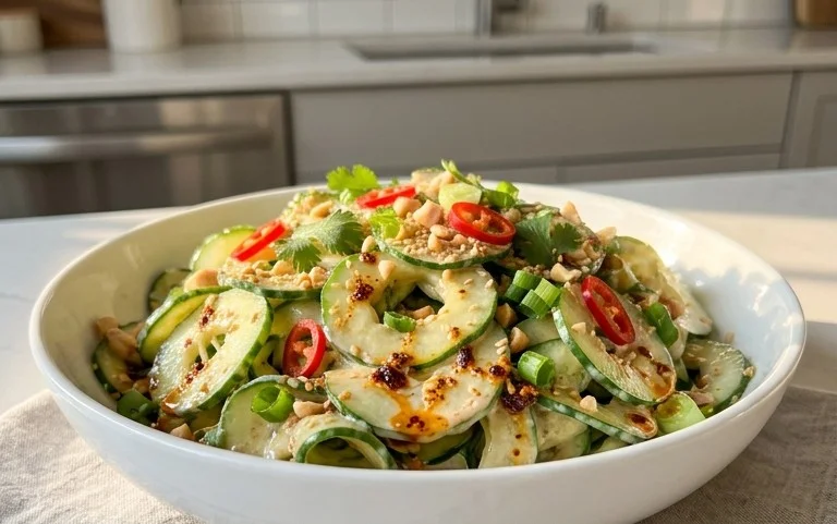 Creamy Asian Cucumber Salad Bowl